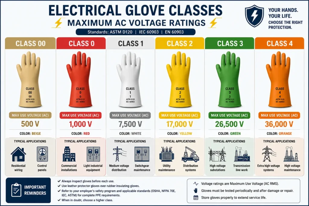 Electrical glove classes
