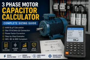 3 phase motor capacitor calculator